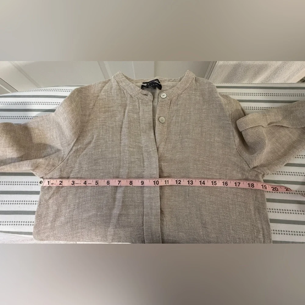 NWOT - Tahari Tan Linen Button Down Midi Dress/Duster - Picture 7 of 10